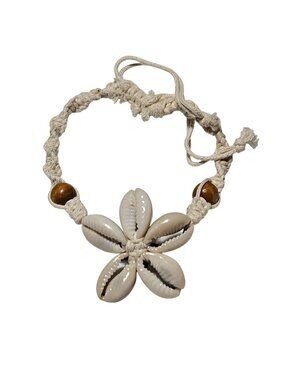 Handmade Cowrie Shell Macrame Bracelet Wood Beads  Beach Core Fashion Jewelry